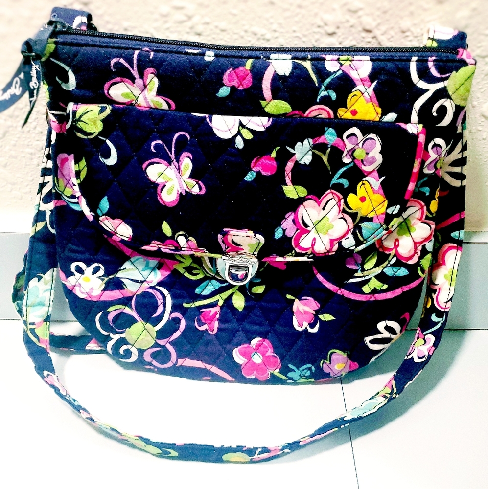 Vera Bradley Ribbons Floral Clare Crossbody Bag Purse